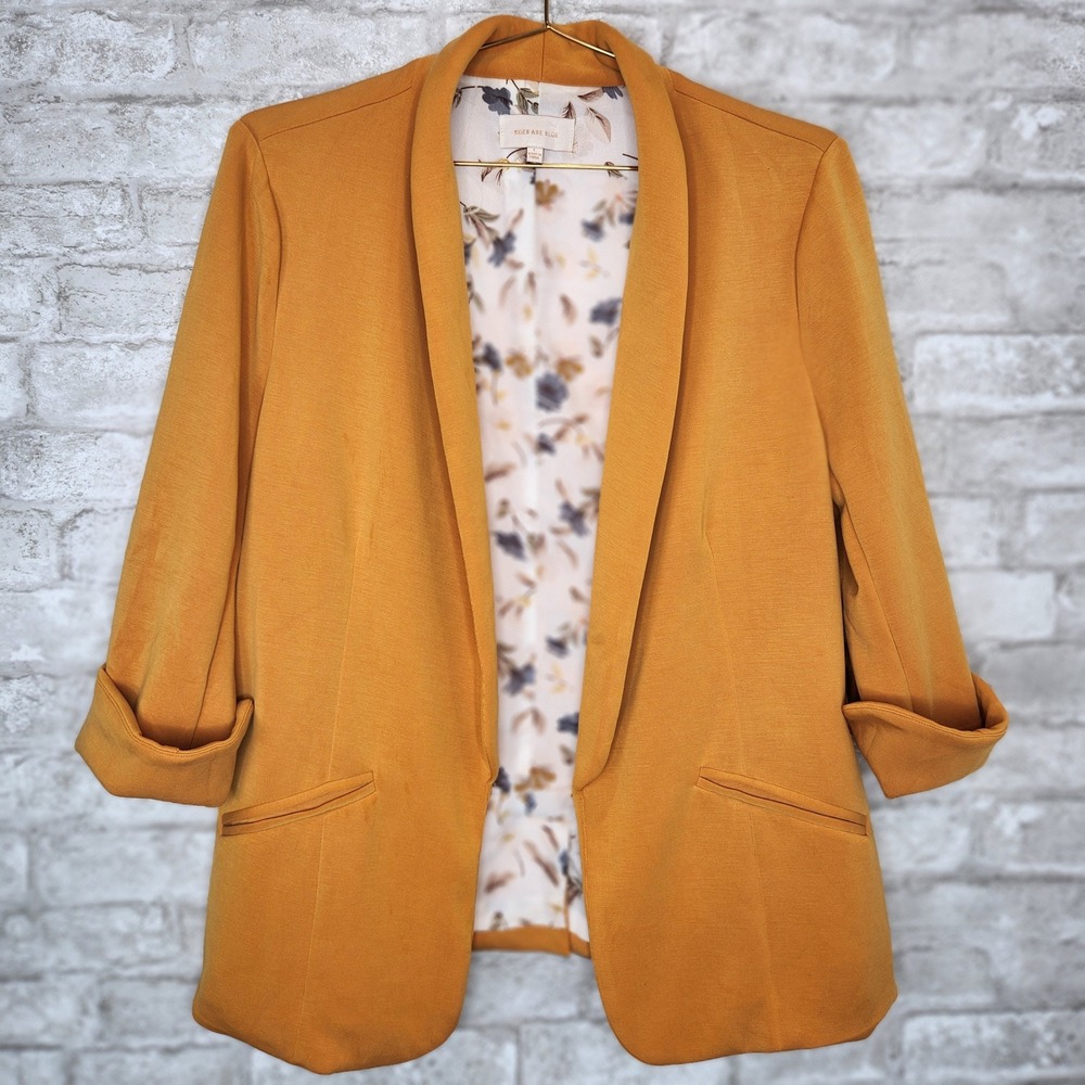 Skies Are Blue Blazer Gold Mustard Floral Lining Professional Autumn Large